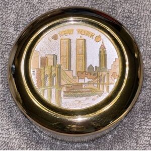 Chokin Art trinket box New York City Twin Towers Vintage 24k gold edge